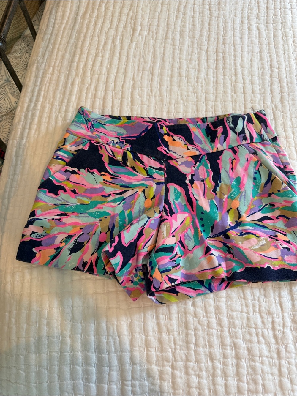 Lilly Pulitzer Navy Multicolor Floral Pull-On Skort Shorts